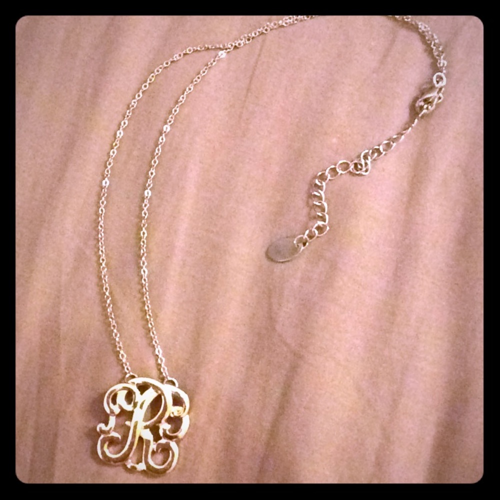 Monogram letter R goldtone necklace